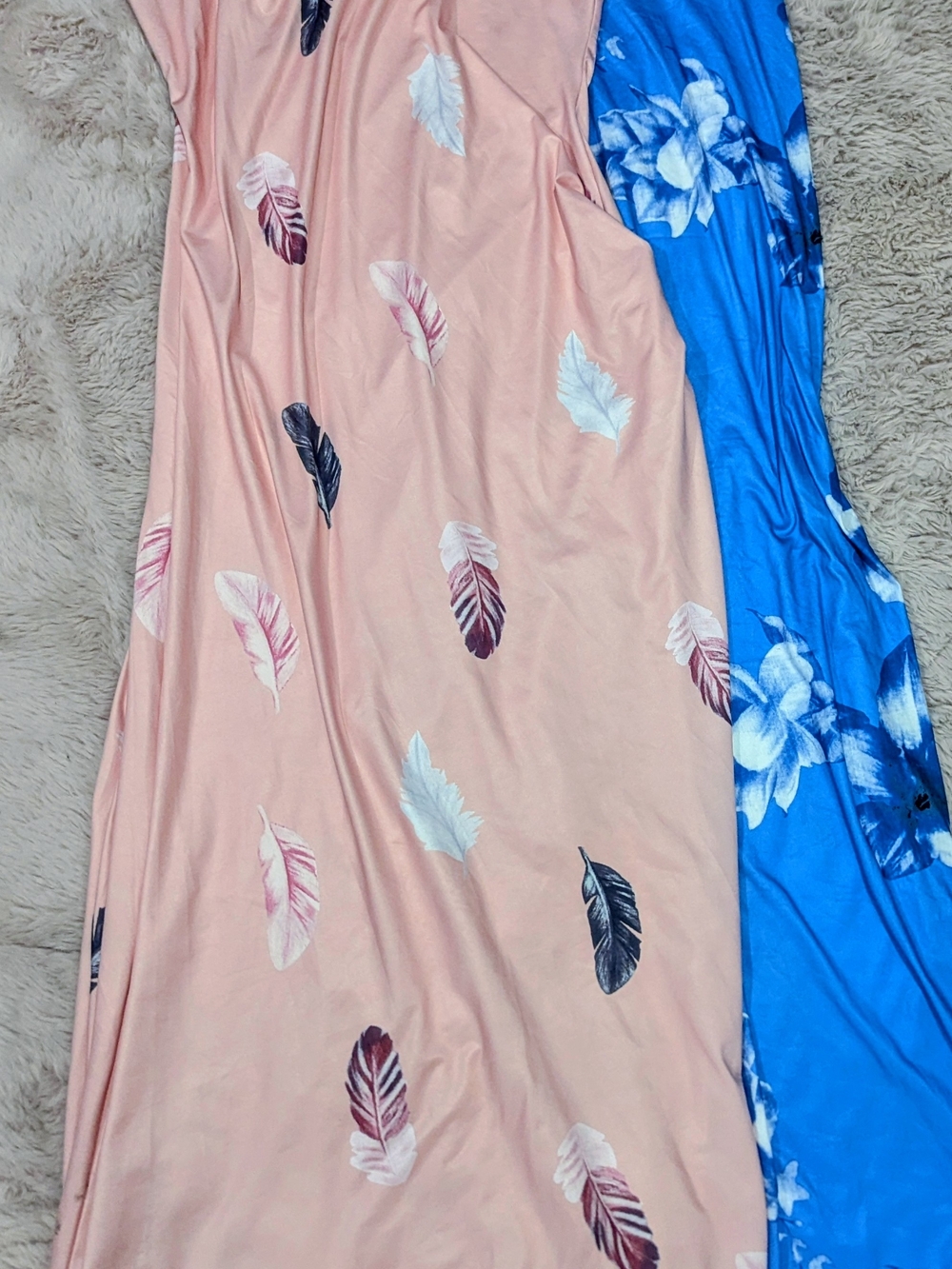 Women’s Maxi Dress - Pink Feather Print